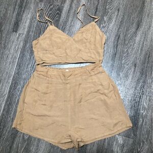 Japna Tan Crop Top and Shorts Set